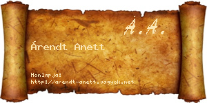 Árendt Anett névjegykártya